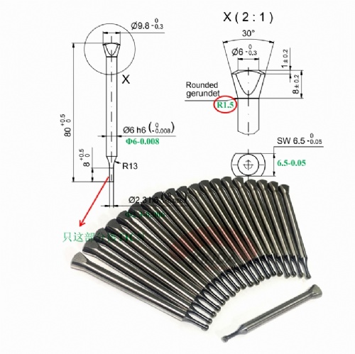 Taper headed precision piercing punches with TICN coating Lochstempel mit 30°Kopf