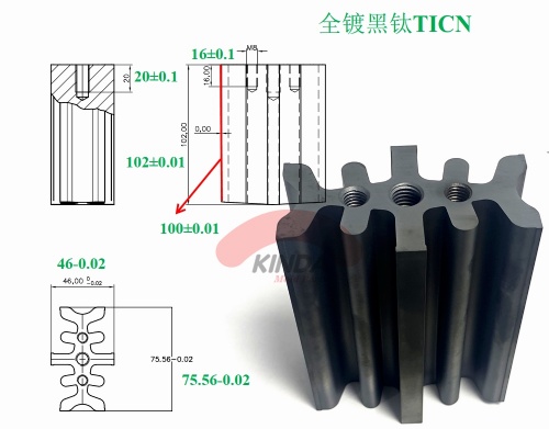 Precision wire cutting special stamping mold punch with TICN coating